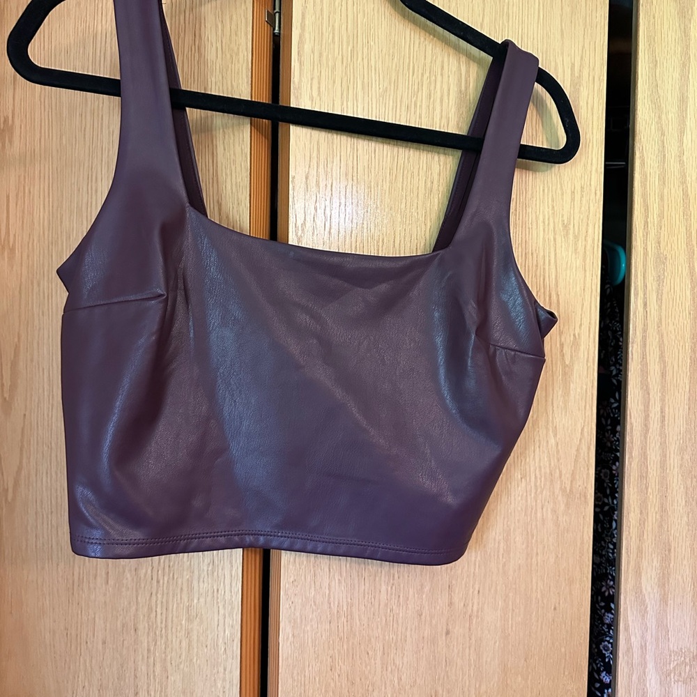 Express Burgundy Faux Leather Top